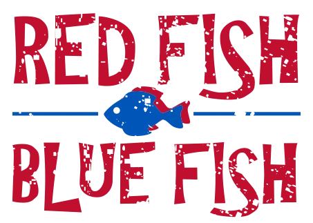Red Fish Blue Fish Logo, Red and Blue